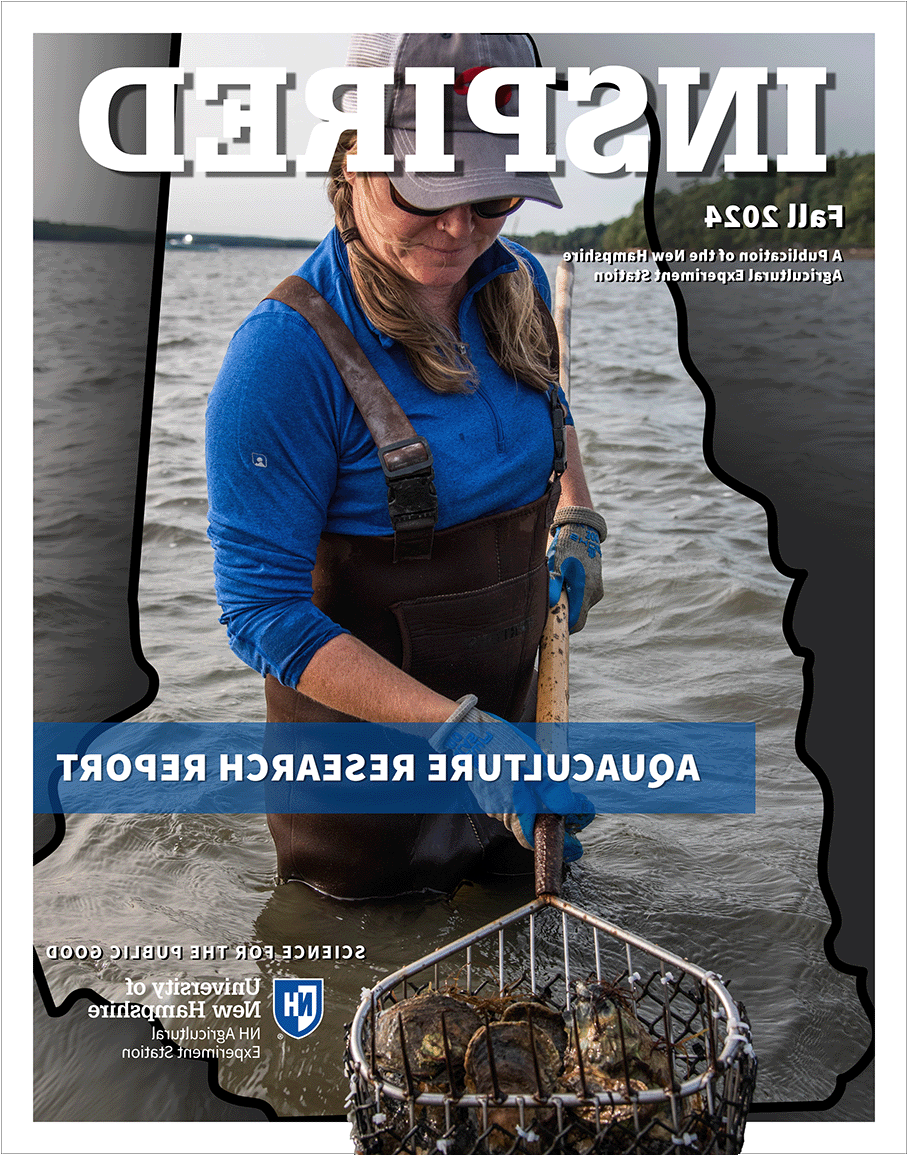 An image of the cover of the NH Agricultural Experiment Station's latest issue of INSPIRED, Aquaculture.